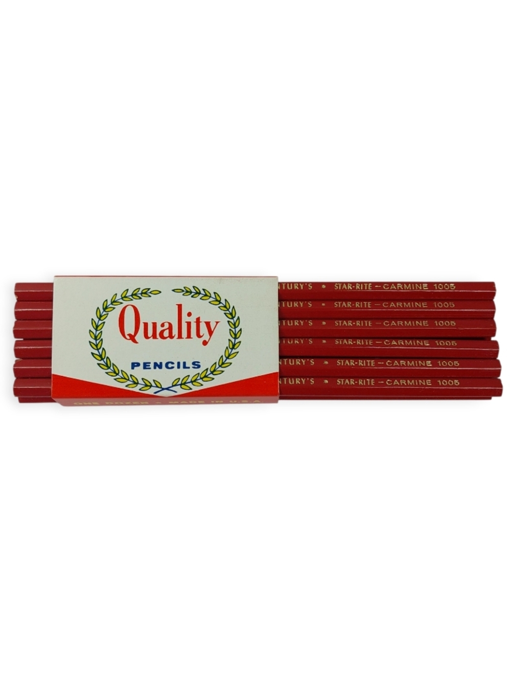 Vintage Century's Star-Rite Carmine Red Pencils NOS Dozen Made in USA Rare #1005